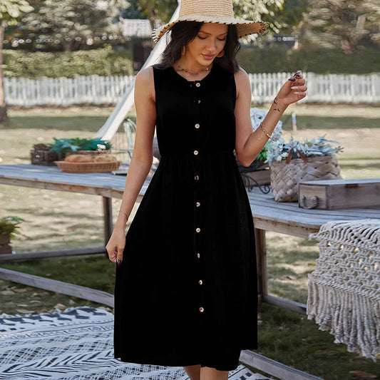 Handmade Bamboo Material Sleeveless Dress - Summer Dress