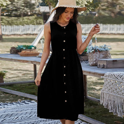 Handmade Bamboo Material Sleeveless Dress - Summer Dress