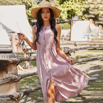 Handmade Bamboo Material Sleeveless Dress - Summer Dress