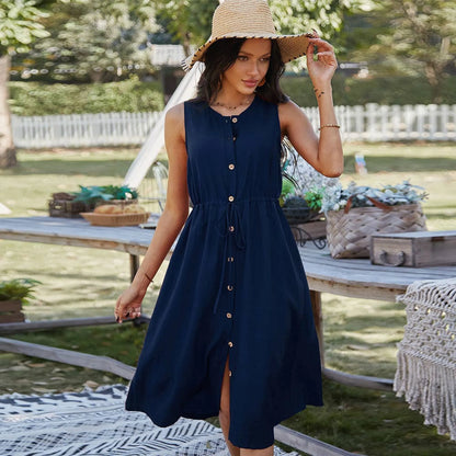 Handmade Bamboo Material Sleeveless Dress - Summer Dress