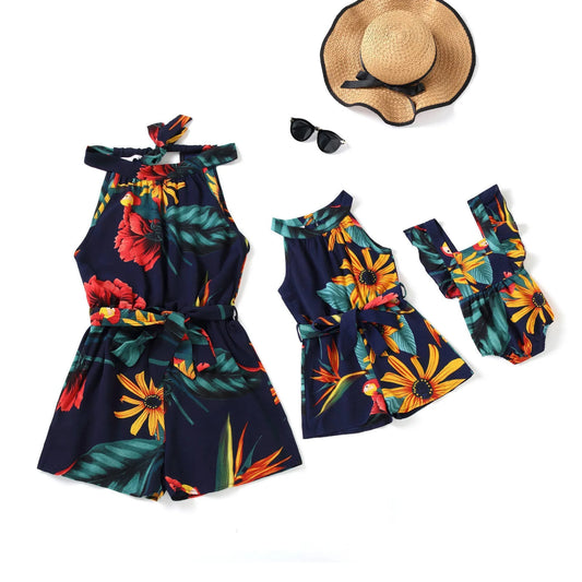Mom Daughter Matching Romper Mom And Tropical Mini Me Romper