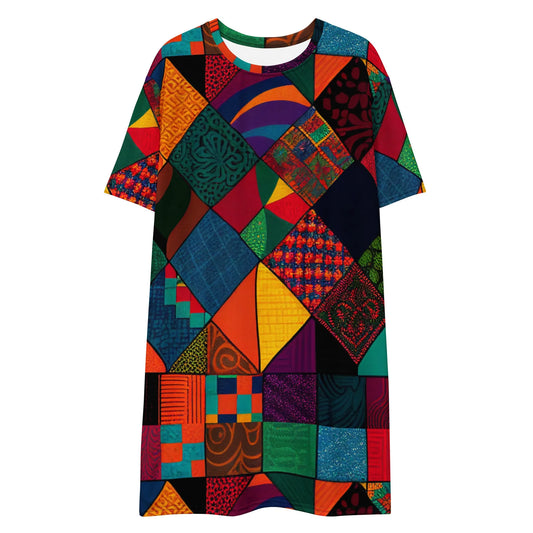 Ankara Patch Work Summer T-shirt dress