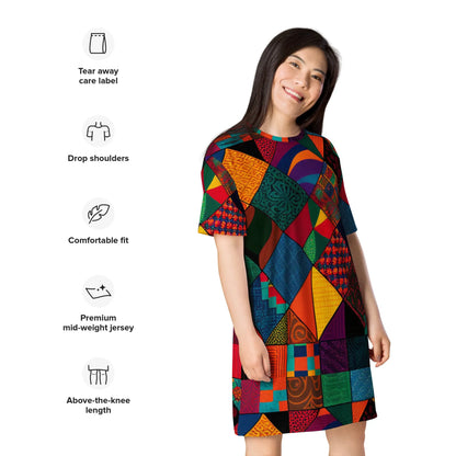 Ankara Patch Work Summer T-shirt dress