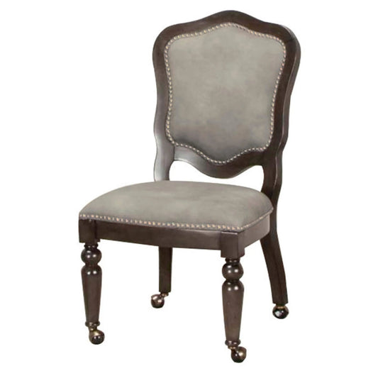 Sunset Trading Vegas Game Room and Dining Chair | Distressed Gray Wood | Nailheads | Casters | Set of 2