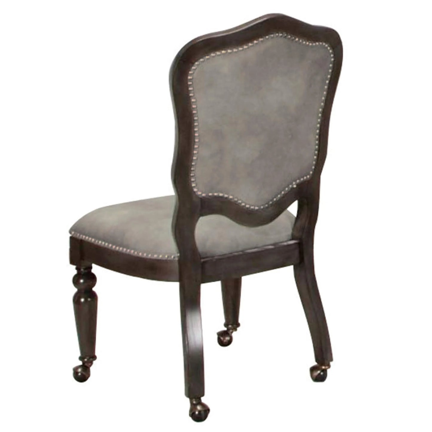 Sunset Trading Vegas Game Room and Dining Chair | Distressed Gray Wood | Nailheads | Casters | Set of 2
