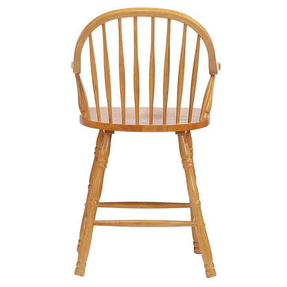 Sunset Trading Oak Selections 24" Windsor Barstool with Arms | Light Oak | Counter Height Stool | Set of 2