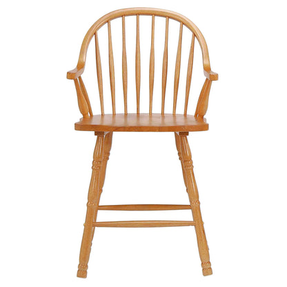 Sunset Trading Oak Selections 24" Windsor Barstool with Arms | Light Oak | Counter Height Stool | Set of 2