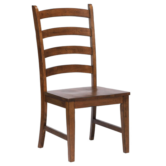 Sunset Trading Simply Brook Ladder Back Dining Chair | Set of 2 | Amish Brown Solid Wood