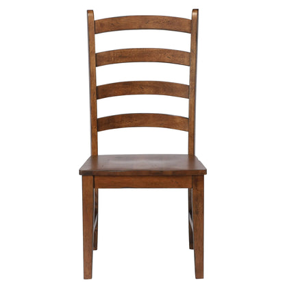 Sunset Trading Simply Brook Ladder Back Dining Chair | Set of 2 | Amish Brown Solid Wood
