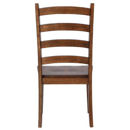 Sunset Trading Simply Brook Ladder Back Dining Chair | Set of 2 | Amish Brown Solid Wood