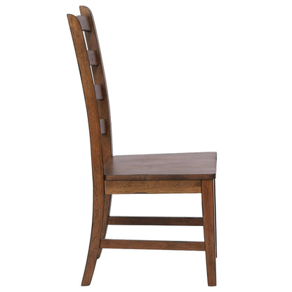 Sunset Trading Simply Brook Ladder Back Dining Chair | Set of 2 | Amish Brown Solid Wood