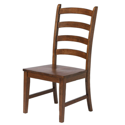 Sunset Trading Simply Brook Ladder Back Dining Chair | Set of 2 | Amish Brown Solid Wood