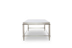 55" Clear and Silver Glass And Steel Coffee Table