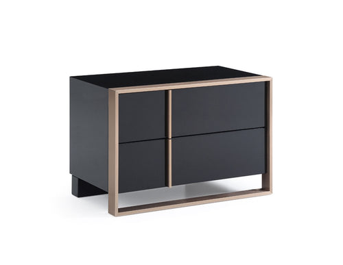 20" Black Wood Two Drawer Nightstand