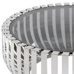 39" Clear and Silver Glass And Stainless Steel Round Abstract Coffee Table