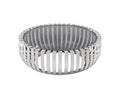 39" Clear and Silver Glass And Stainless Steel Round Abstract Coffee Table