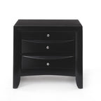 25" Dark Brown Solid Wood Three Drawer Nightstand