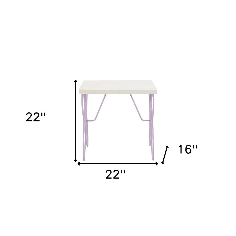 22" Lilac Steel and Wood Nightstand