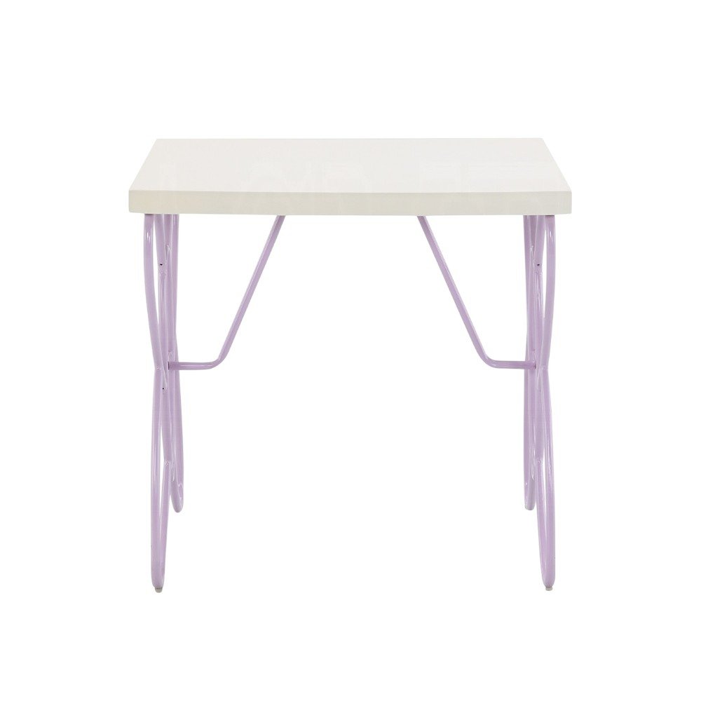 22" Lilac Steel and Wood Nightstand