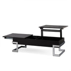 47" White and Silver Wood And Metal Lift Top Sled Coffee Table