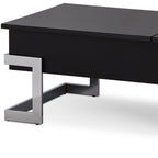47" White and Silver Wood And Metal Lift Top Sled Coffee Table