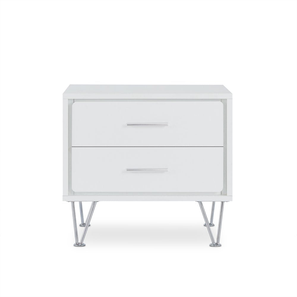 18" Brown Two Drawers Metal Nightstand