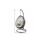 38" Black Metal Swing Chair With Beige Cushion