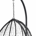 38" Black Metal Swing Chair With Beige Cushion