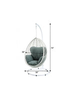 38" Black Metal Swing Chair With Beige Cushion