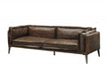 94" Chocolate Top Grain Leather Sofa With Dark Brown Legs