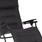 26" Black Steel Outdoor Zero Gravity Chair with Black Cushion