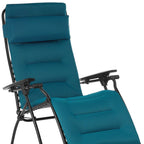 26" Black Steel Outdoor Zero Gravity Chair with Black Cushion