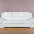 85" White Leather Sofa With Silver Legs