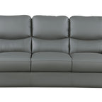 85" Gray Leather Sofa With Silver Legs