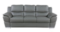 85" Gray Leather Sofa With Silver Legs