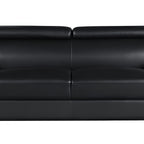 86" Black Leather Sofa With Silver Legs