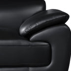 86" Black Leather Sofa With Silver Legs