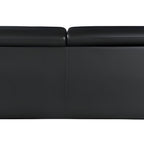 86" Black Leather Sofa With Silver Legs