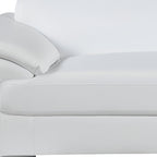 86" White Leather Sofa With Silver Legs