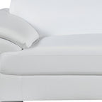86" White Leather Sofa With Silver Legs