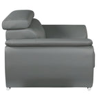 86" Gray Leather Sofa With Silver Legs