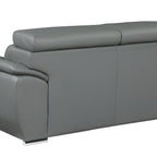 86" Gray Leather Sofa With Silver Legs