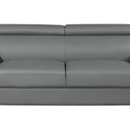 86" Gray Leather Sofa With Silver Legs