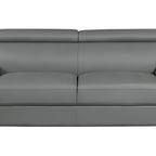 86" Gray Leather Sofa With Silver Legs
