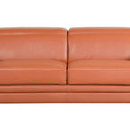 89" Camel Italian Leather Sofa With Silver Legs