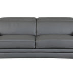 89" Dark Gray Italian Leather Sofa With Silver Legs