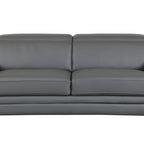 89" Dark Gray Italian Leather Sofa With Silver Legs