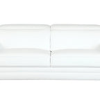 89" White Italian Leather Sofa With Silver Legs