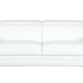 89" White Italian Leather Sofa With Silver Legs