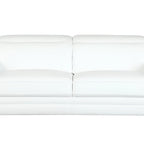89" White Italian Leather Sofa With Silver Legs